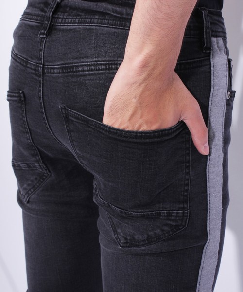 ８(eight)（エイト）の「ライン スキニーデニム ジーンズ 細身（デニムパンツ・メンズ・ブラック/ブルー/インディゴブルー/ケミカルウォッシュ・MEDIUM/LARGE）」の20枚目の写真