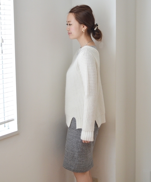 SHIPS for women（シップスフォーウィメン）の「★★ウール アンゴラ ワッフル ニット◇（ニット/セーター・レディース・ホワイト/グレー/キャメル/ピンク・ONE SIZE）」の9枚目の写真