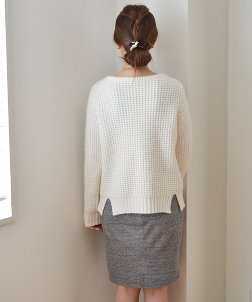 SHIPS for women（シップスフォーウィメン）の「★★ウール アンゴラ ワッフル ニット◇（ニット/セーター・レディース・ホワイト/グレー/キャメル/ピンク・ONE SIZE）」の10枚目の写真