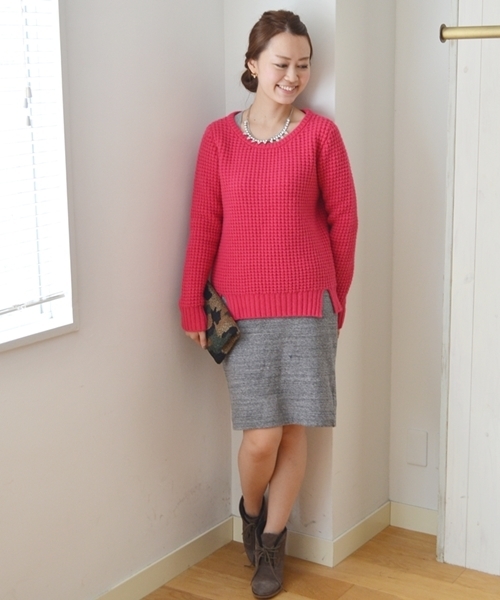 SHIPS for women（シップスフォーウィメン）の「★★ウール アンゴラ ワッフル ニット◇（ニット/セーター・レディース・ホワイト/グレー/キャメル/ピンク・ONE SIZE）」の12枚目の写真