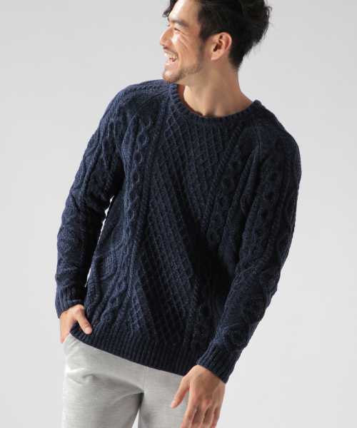 BAYFLOW（ベイフロー）の「モールケーブルプルオーバー（ニット/セーター・メンズ・ネイビー/オフホワイト/カーキ・SMALL/MEDIUM/LARGE）」の3枚目の写真