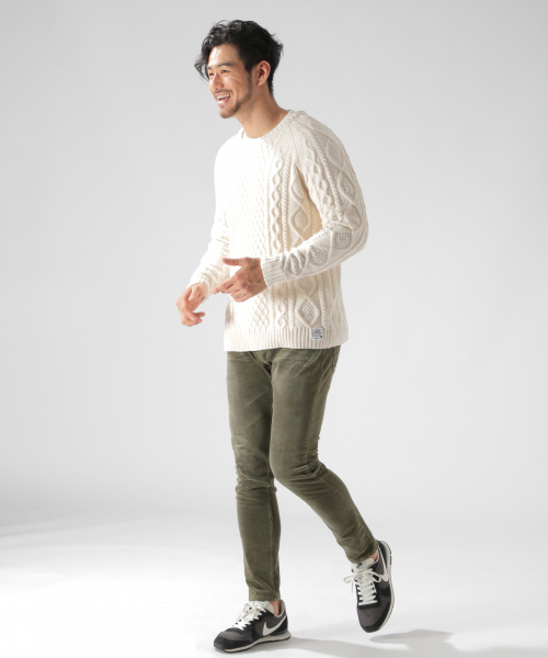 BAYFLOW（ベイフロー）の「モールケーブルプルオーバー（ニット/セーター・メンズ・ネイビー/オフホワイト/カーキ・SMALL/MEDIUM/LARGE）」の4枚目の写真