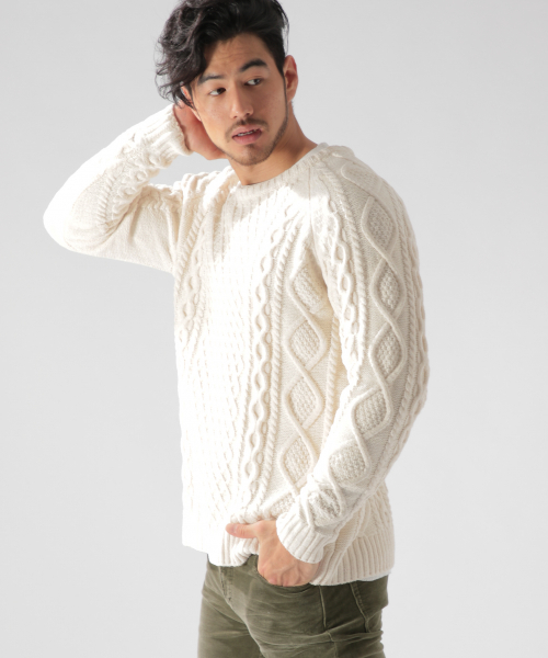 BAYFLOW（ベイフロー）の「モールケーブルプルオーバー（ニット/セーター・メンズ・ネイビー/オフホワイト/カーキ・SMALL/MEDIUM/LARGE）」の11枚目の写真