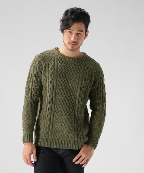 BAYFLOW（ベイフロー）の「モールケーブルプルオーバー（ニット/セーター・メンズ・ネイビー/オフホワイト/カーキ・SMALL/MEDIUM/LARGE）」の14枚目の写真