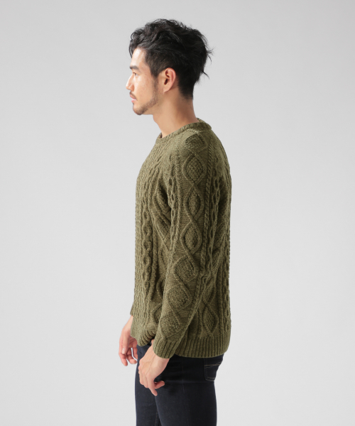 BAYFLOW（ベイフロー）の「モールケーブルプルオーバー（ニット/セーター・メンズ・ネイビー/オフホワイト/カーキ・SMALL/MEDIUM/LARGE）」の8枚目の写真