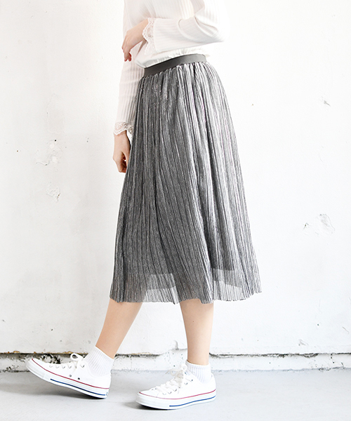 PairPair（ペアペア）の「キラキララメ細プリーツシアースカート（スカート・レディース・ブラック/ベージュ/グレー・FREE）」の9枚目の写真