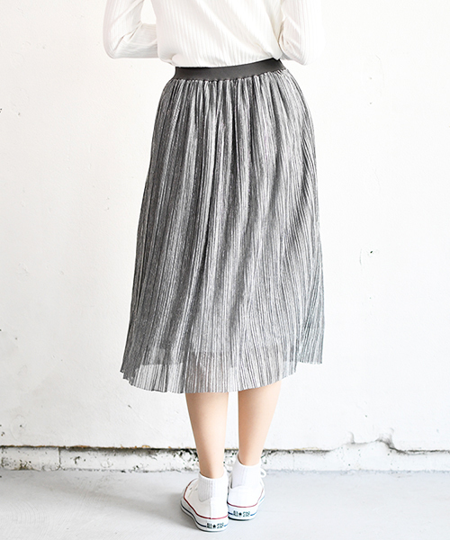 PairPair（ペアペア）の「キラキララメ細プリーツシアースカート（スカート・レディース・ブラック/ベージュ/グレー・FREE）」の10枚目の写真