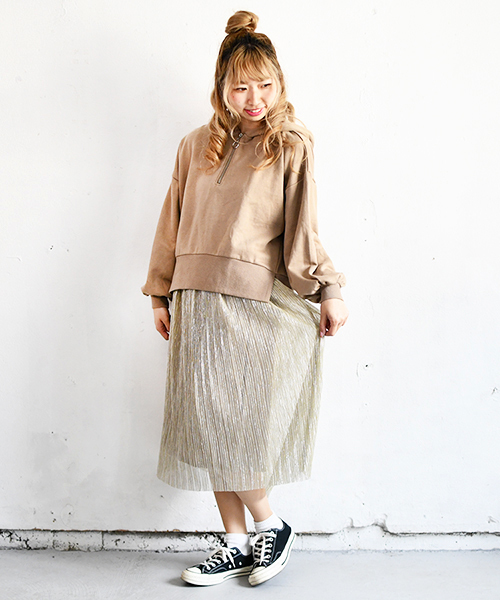 PairPair（ペアペア）の「キラキララメ細プリーツシアースカート（スカート・レディース・ブラック/ベージュ/グレー・FREE）」の11枚目の写真