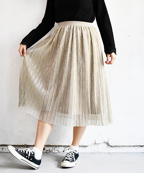 PairPair（ペアペア）の「キラキララメ細プリーツシアースカート（スカート・レディース・ブラック/ベージュ/グレー・FREE）」の14枚目の写真