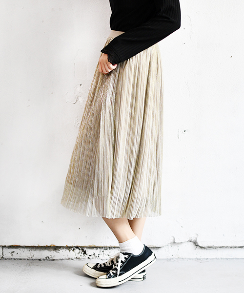 PairPair（ペアペア）の「キラキララメ細プリーツシアースカート（スカート・レディース・ブラック/ベージュ/グレー・FREE）」の15枚目の写真