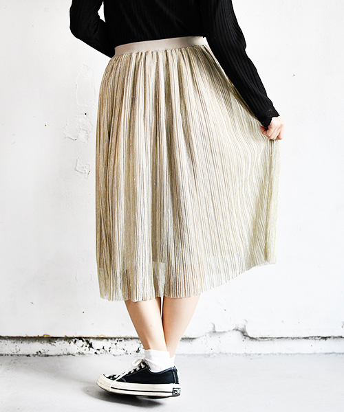 PairPair（ペアペア）の「キラキララメ細プリーツシアースカート（スカート・レディース・ブラック/ベージュ/グレー・FREE）」の16枚目の写真