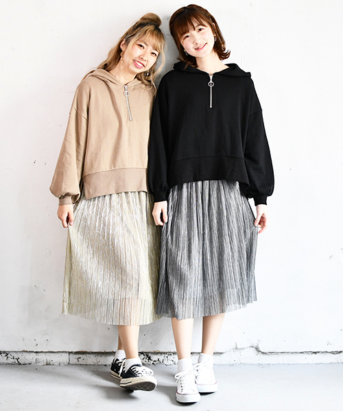 PairPair（ペアペア）の「キラキララメ細プリーツシアースカート（スカート・レディース・ブラック/ベージュ/グレー・FREE）」の17枚目の写真