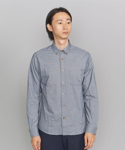 BEAUTY&YOUTH UNITED ARROWS（ビューティーアンドユースユナイテッドアローズ）の「BY カット シャンブレー ボタンダウン シャツ（シャツ/ブラウス・メンズ・ホワイト/その他1/コバルトブルー/ネイビー・X-LARGE/SMALL/LARGE/X-SMALL/MEDIUM）」の4枚目の写真