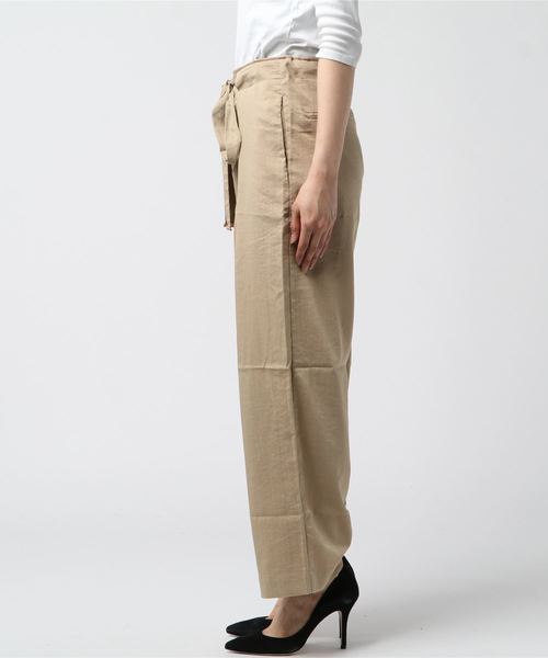 B.I.D.（ビーアイディー）の「BID / Linen調 Waist Ribbon Tuck Pants（その他パンツ・レディース・オフホワイト/ブラック/ベージュ/テラコッタ・FREE）」の5枚目の写真