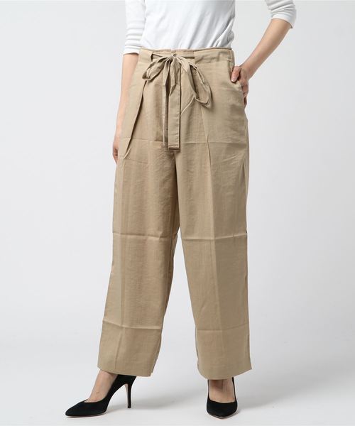 B.I.D.（ビーアイディー）の「BID / Linen調 Waist Ribbon Tuck Pants（その他パンツ・レディース・オフホワイト/ブラック/ベージュ/テラコッタ・FREE）」の10枚目の写真