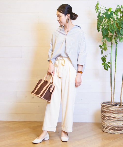 B.I.D.（ビーアイディー）の「BID / Linen調 Waist Ribbon Tuck Pants（その他パンツ・レディース・オフホワイト/ブラック/ベージュ/テラコッタ・FREE）」の11枚目の写真