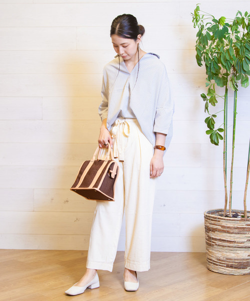 B.I.D.（ビーアイディー）の「BID / Linen調 Waist Ribbon Tuck Pants（その他パンツ・レディース・オフホワイト/ブラック/ベージュ/テラコッタ・FREE）」の12枚目の写真