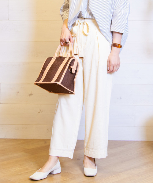 B.I.D.（ビーアイディー）の「BID / Linen調 Waist Ribbon Tuck Pants（その他パンツ・レディース・オフホワイト/ブラック/ベージュ/テラコッタ・FREE）」の13枚目の写真
