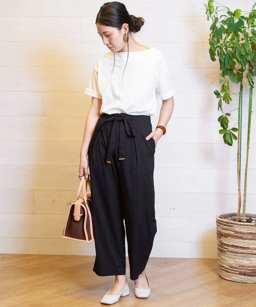 B.I.D.（ビーアイディー）の「BID / Linen調 Waist Ribbon Tuck Pants（その他パンツ・レディース・オフホワイト/ブラック/ベージュ/テラコッタ・FREE）」の14枚目の写真