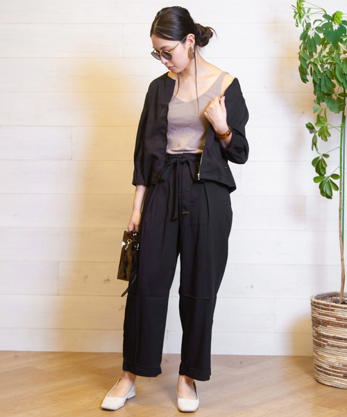 B.I.D.（ビーアイディー）の「BID / Linen調 Waist Ribbon Tuck Pants（その他パンツ・レディース・オフホワイト/ブラック/ベージュ/テラコッタ・FREE）」の17枚目の写真