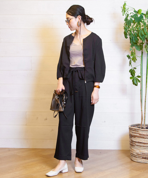 B.I.D.（ビーアイディー）の「BID / Linen調 Waist Ribbon Tuck Pants（その他パンツ・レディース・オフホワイト/ブラック/ベージュ/テラコッタ・FREE）」の19枚目の写真