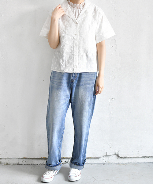 PairPair(ペアペア)の「刺繍開襟シャツ(シャツ/ブラウス・レディース・ベージュ/オフホワイト/ライトブラウン・FREE)」の6枚目の写真