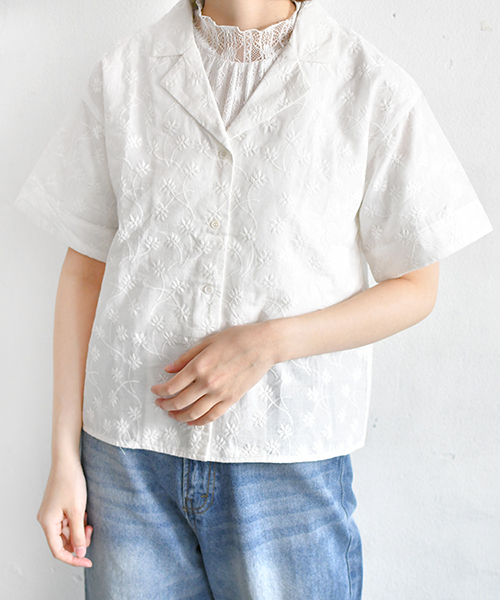 PairPair(ペアペア)の「刺繍開襟シャツ(シャツ/ブラウス・レディース・ベージュ/オフホワイト/ライトブラウン・FREE)」の9枚目の写真