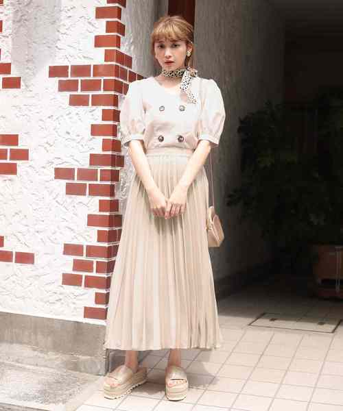 one after another NICE CLAUP（ワンアフターアナザーナイスクラップ）の「幅広プリーツスカート（スカート・レディース・ピンク/オレンジ/アイボリー/モカ・FREE）」の5枚目の写真