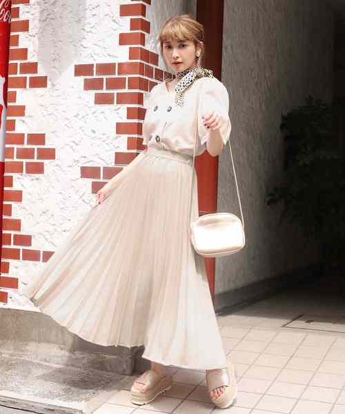 one after another NICE CLAUP（ワンアフターアナザーナイスクラップ）の「幅広プリーツスカート（スカート・レディース・ピンク/オレンジ/アイボリー/モカ・FREE）」の6枚目の写真