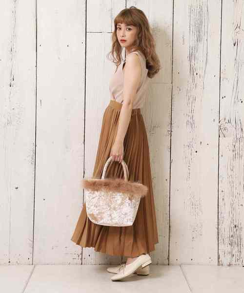 one after another NICE CLAUP（ワンアフターアナザーナイスクラップ）の「幅広プリーツスカート（スカート・レディース・ピンク/オレンジ/アイボリー/モカ・FREE）」の12枚目の写真