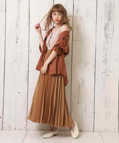 one after another NICE CLAUP（ワンアフターアナザーナイスクラップ）の「幅広プリーツスカート（スカート・レディース・ピンク/オレンジ/アイボリー/モカ・FREE）」の13枚目の写真