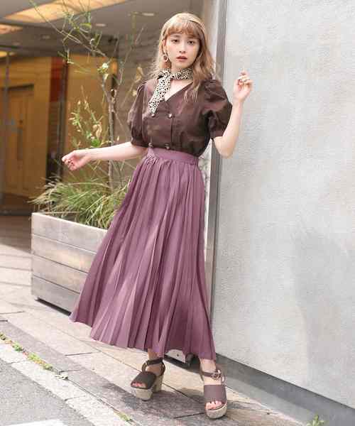 one after another NICE CLAUP（ワンアフターアナザーナイスクラップ）の「幅広プリーツスカート（スカート・レディース・ピンク/オレンジ/アイボリー/モカ・FREE）」の15枚目の写真