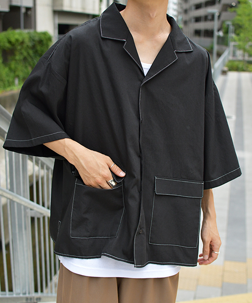 kutir（クティール）の「フラップポケットオープンカラーシャツ（シャツ/ブラウス・メンズ・ホワイト/チャコールグレー/ブラック/オフホワイト/ベージュ・MEDIUM/LARGE）」の3枚目の写真