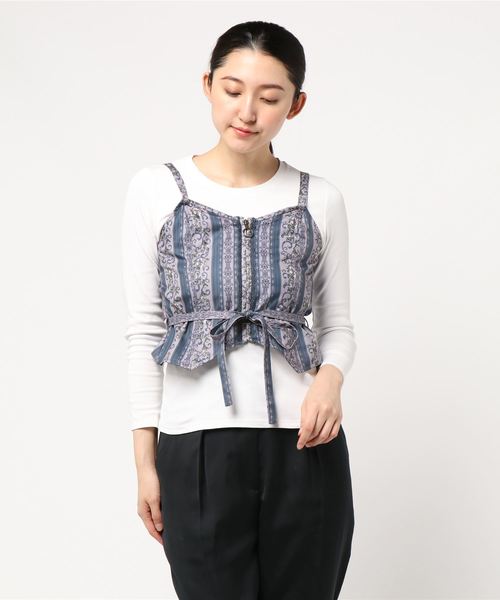 axes femme（アクシーズファム）の「オーナメント縦柄ビスチェ