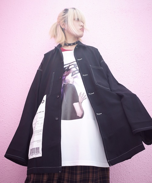 rovtski(ロフトスキー)の「【ビッグシルエット】JKT SHIRT/ステッチシャツジャケット(シャツ/ブラウス・レディース・ブラック/クリアレッド/ベージュ/ローズ・FREE)」の2枚目の写真