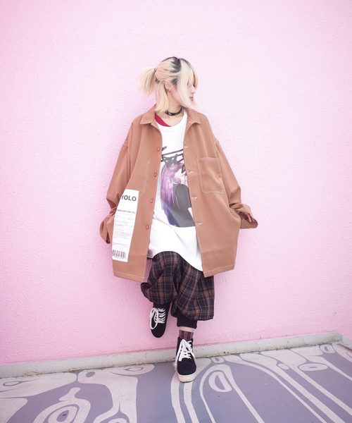 rovtski(ロフトスキー)の「【ビッグシルエット】JKT SHIRT/ステッチシャツジャケット(シャツ/ブラウス・レディース・ブラック/クリアレッド/ベージュ/ローズ・FREE)」の5枚目の写真