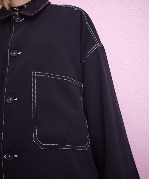 rovtski(ロフトスキー)の「【ビッグシルエット】JKT SHIRT/ステッチシャツジャケット(シャツ/ブラウス・レディース・ブラック/クリアレッド/ベージュ/ローズ・FREE)」の11枚目の写真