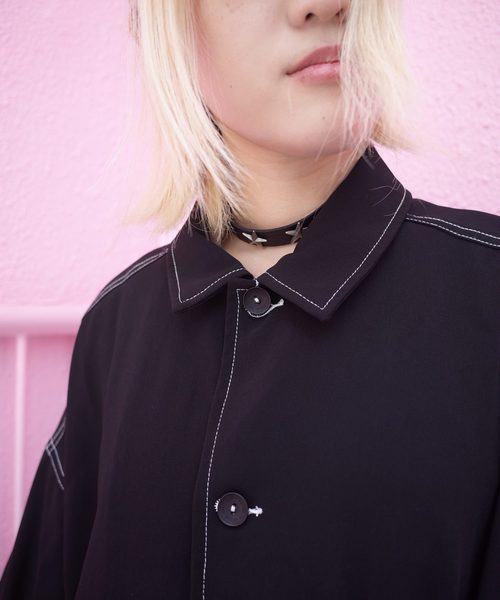 rovtski(ロフトスキー)の「【ビッグシルエット】JKT SHIRT/ステッチシャツジャケット(シャツ/ブラウス・レディース・ブラック/クリアレッド/ベージュ/ローズ・FREE)」の7枚目の写真