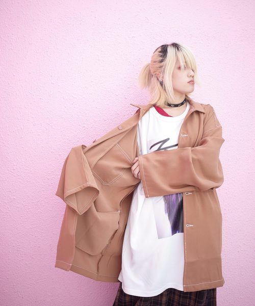rovtski(ロフトスキー)の「【ビッグシルエット】JKT SHIRT/ステッチシャツジャケット(シャツ/ブラウス・レディース・ブラック/クリアレッド/ベージュ/ローズ・FREE)」の12枚目の写真