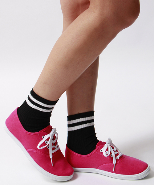 WEGO（ウィゴー）の「WEGO/キャンバススニーカー（スニーカー・レディース・ホワイト/ブラック/グリーン/パープル/ピンク/ダークグリーン/ネイビー/ワイン・23.5/24.5）」の7枚目の写真