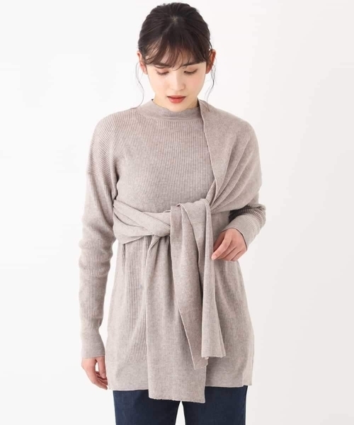 a.v.v（アーヴェヴェ）の「【洗える/WEB限定】ウエストサッシュニット（ニット/セーター・レディース・ベージュ/アイボリー・40/38/42/36/34）」の6枚目の写真