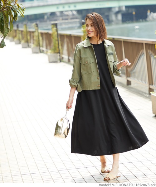 coca（coca）（コカ）の「シンプルAラインワンピース（ワンピース・レディース・ブラック・ONE SIZE）」の7枚目の写真