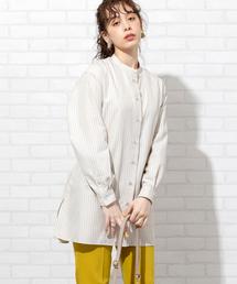 coen | ウエストマークバンドカラーロングシャツ(シャツ/ブラウス)