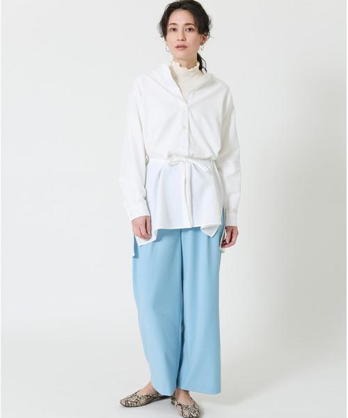 coen(コーエン)の「ウエストマークバンドカラーロングシャツ(シャツ/ブラウス・レディース・ホワイト/ダークグレー/ベージュ・FREE)」の18枚目の写真