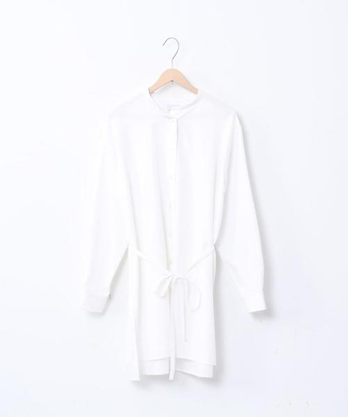 coen(コーエン)の「ウエストマークバンドカラーロングシャツ(シャツ/ブラウス・レディース・ホワイト/ダークグレー/ベージュ・FREE)」の17枚目の写真