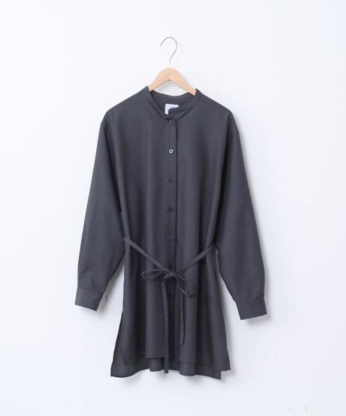 coen(コーエン)の「ウエストマークバンドカラーロングシャツ(シャツ/ブラウス・レディース・ホワイト/ダークグレー/ベージュ・FREE)」の15枚目の写真