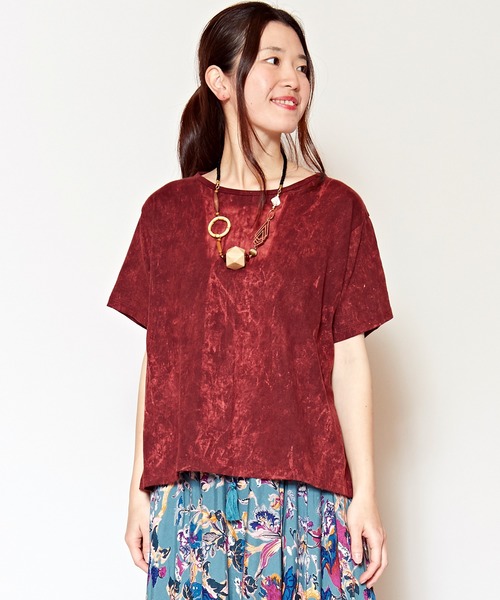 チャイハネ（チャイハネ）の「【チャイハネ】yul アシッドウォッシュTシャツ（Tシャツ/カットソー・レディース・ブラック/ブルー/ダークブルー/グレー/マスタード/オレンジ/ワイン・FREE）」の6枚目の写真