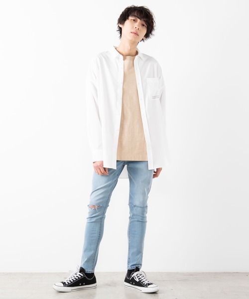 WEGO（ウィゴー）の「WEGO/ロゴプリントビッグシルエットシャツ（シャツ/ブラウス・メンズ・ホワイト/ブラック/グリーン系その他・MEDIUM/LARGE）」の17枚目の写真