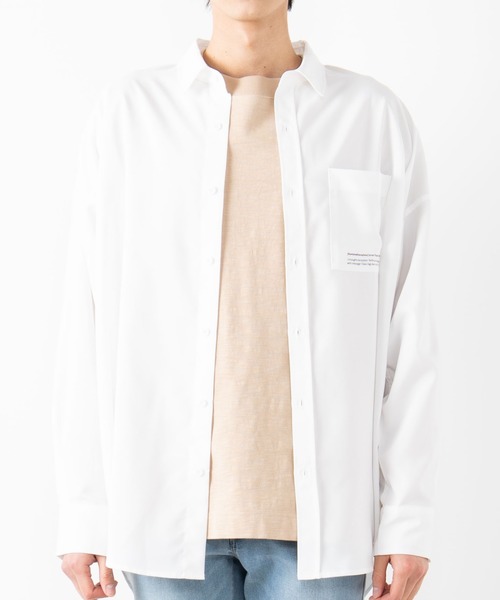 WEGO（ウィゴー）の「WEGO/ロゴプリントビッグシルエットシャツ（シャツ/ブラウス・メンズ・ホワイト/ブラック/グリーン系その他・MEDIUM/LARGE）」の13枚目の写真