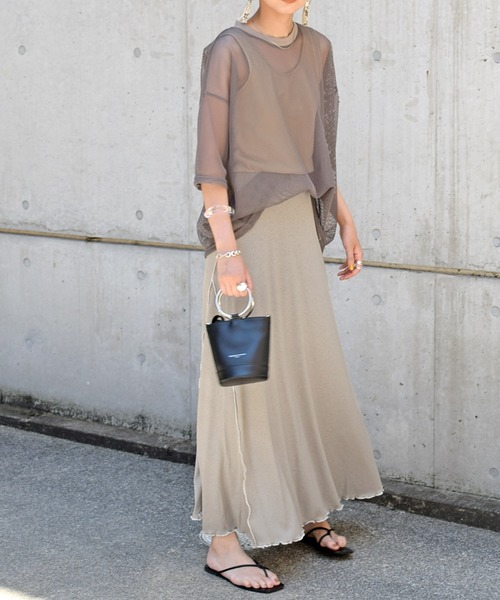 Marient（マリエント）の「メッシュレイヤードTEE/Tシャツ（Tシャツ/カットソー・レディース・ホワイト/カーキ/ブラック・FREE）」の10枚目の写真